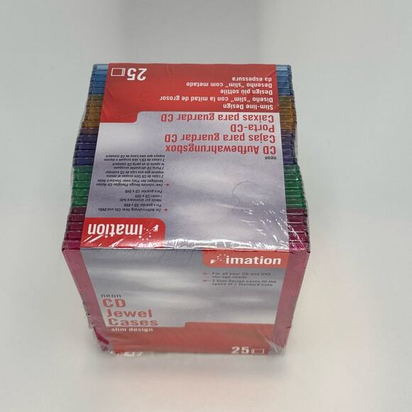 Imation 25 Pack CD Cases Slim Line Jewel Tone Storage New, Sealed - Picture 3 of 5